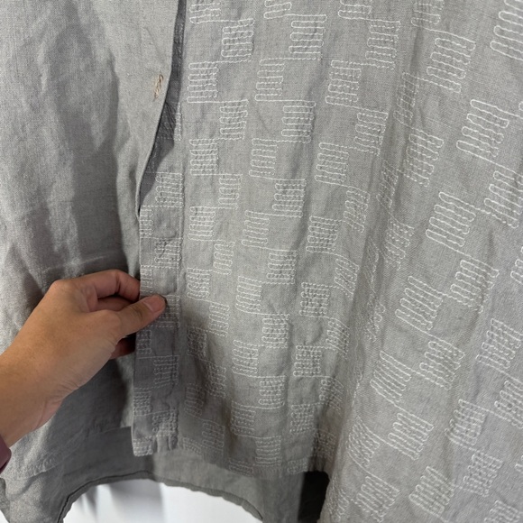 LUUKAA Grey Linen Button Top Size US 18 Asymmetrical Lagenlook - Picture 5 of 12
